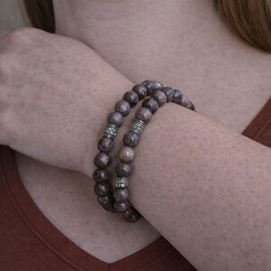 Healing Glass Stone Stretch Bracelets Set – Neutral Earth Tone Beaded Bracelets